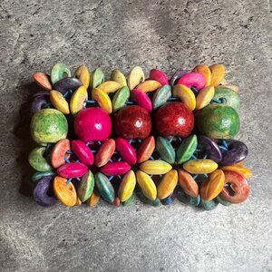 Pre owned vintage jewelry wooden bracelet universal elastic size boho style